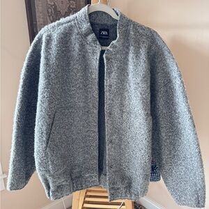Zara Grey Bomber Jacket